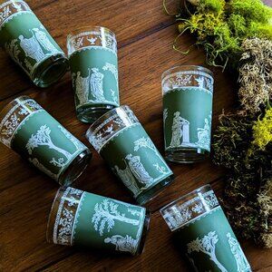 STUNNING Vintage Wedgwood Jasperware Jeannette Hellenic Grecian Glass Set